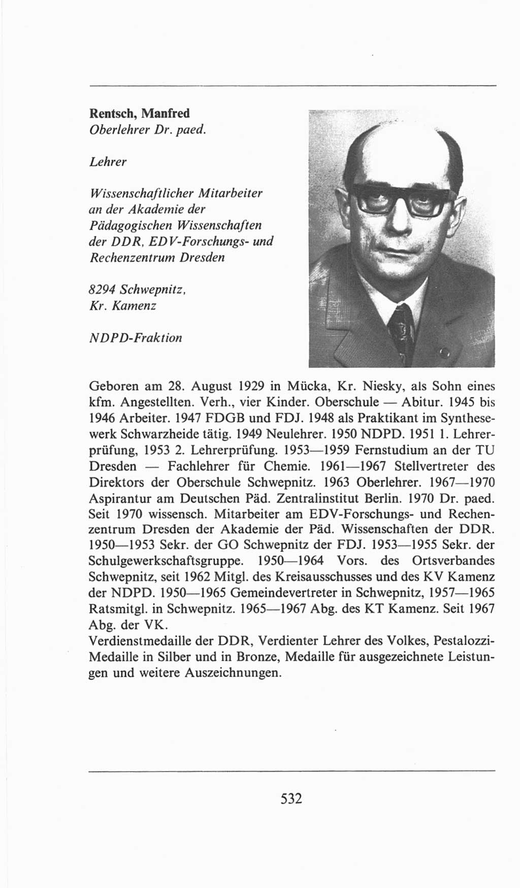 Volkskammer (VK) der Deutschen Demokratischen Republik (DDR), 6. Wahlperiode 1971-1976, Seite 532 (VK. DDR 6. WP. 1971-1976, S. 532)