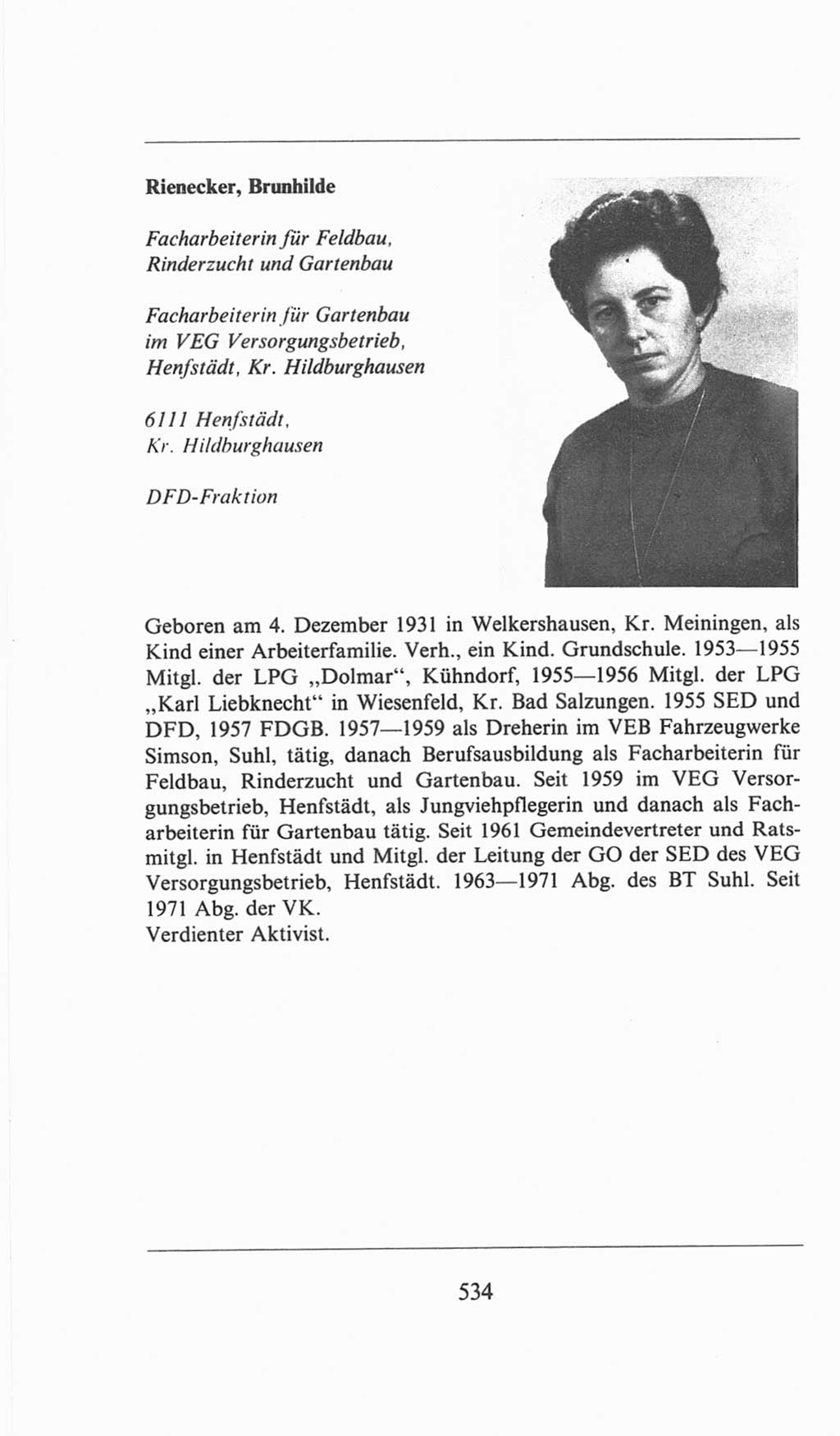 Volkskammer (VK) der Deutschen Demokratischen Republik (DDR), 6. Wahlperiode 1971-1976, Seite 534 (VK. DDR 6. WP. 1971-1976, S. 534)