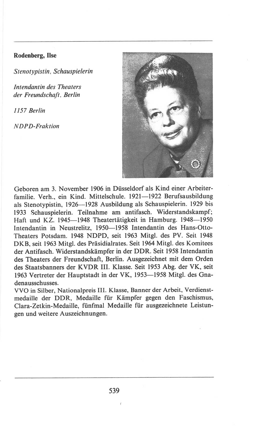 Volkskammer (VK) der Deutschen Demokratischen Republik (DDR), 6. Wahlperiode 1971-1976, Seite 539 (VK. DDR 6. WP. 1971-1976, S. 539)