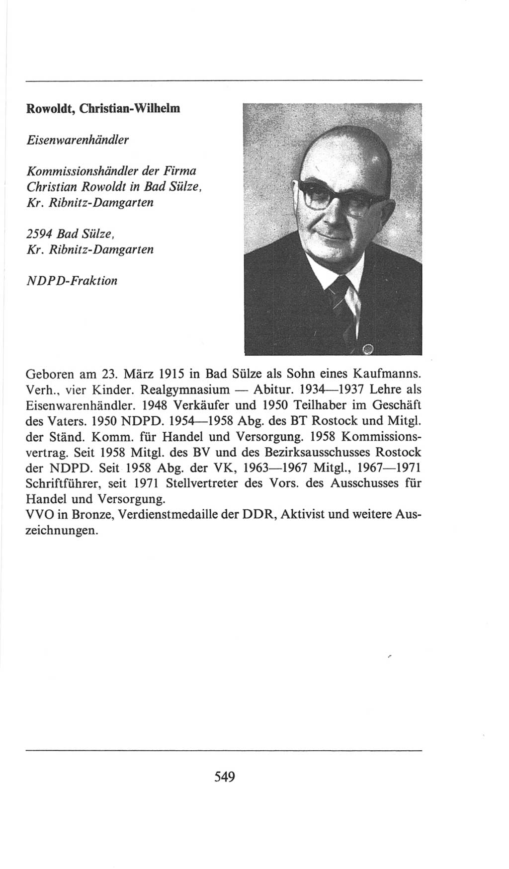 Volkskammer (VK) der Deutschen Demokratischen Republik (DDR), 6. Wahlperiode 1971-1976, Seite 549 (VK. DDR 6. WP. 1971-1976, S. 549)