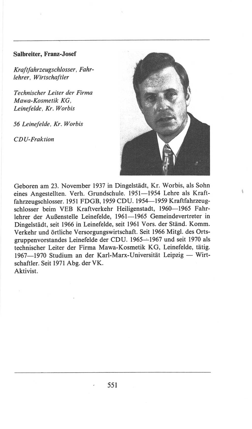Volkskammer (VK) der Deutschen Demokratischen Republik (DDR), 6. Wahlperiode 1971-1976, Seite 551 (VK. DDR 6. WP. 1971-1976, S. 551)
