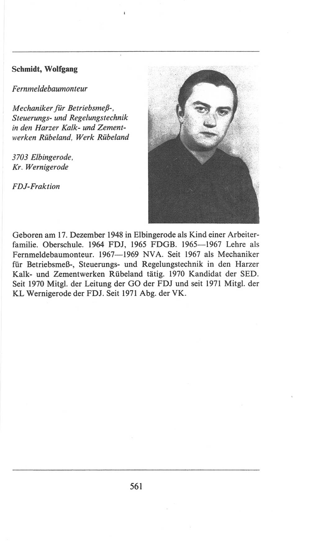 Volkskammer (VK) der Deutschen Demokratischen Republik (DDR), 6. Wahlperiode 1971-1976, Seite 561 (VK. DDR 6. WP. 1971-1976, S. 561)