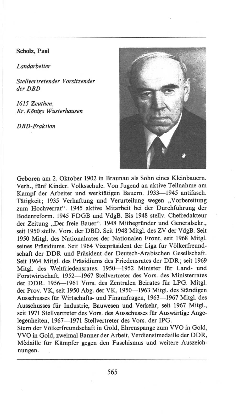 Volkskammer (VK) der Deutschen Demokratischen Republik (DDR), 6. Wahlperiode 1971-1976, Seite 565 (VK. DDR 6. WP. 1971-1976, S. 565)