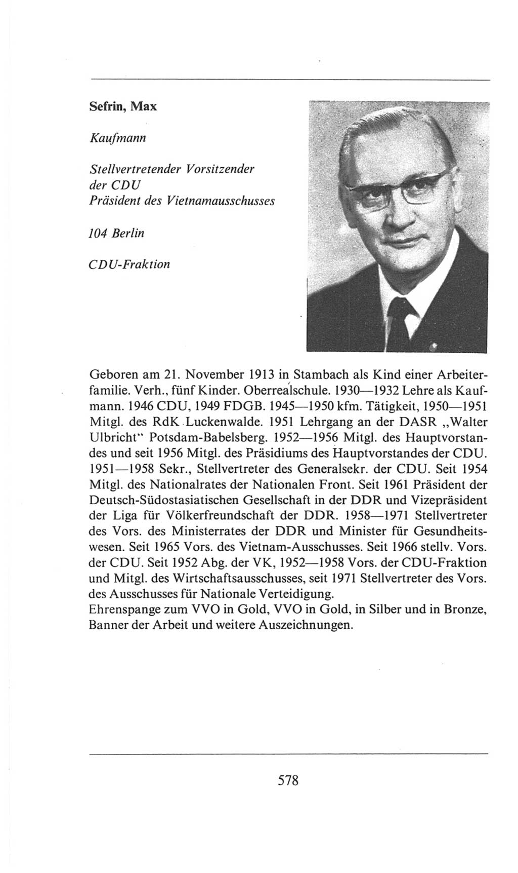 Volkskammer (VK) der Deutschen Demokratischen Republik (DDR), 6. Wahlperiode 1971-1976, Seite 578 (VK. DDR 6. WP. 1971-1976, S. 578)
