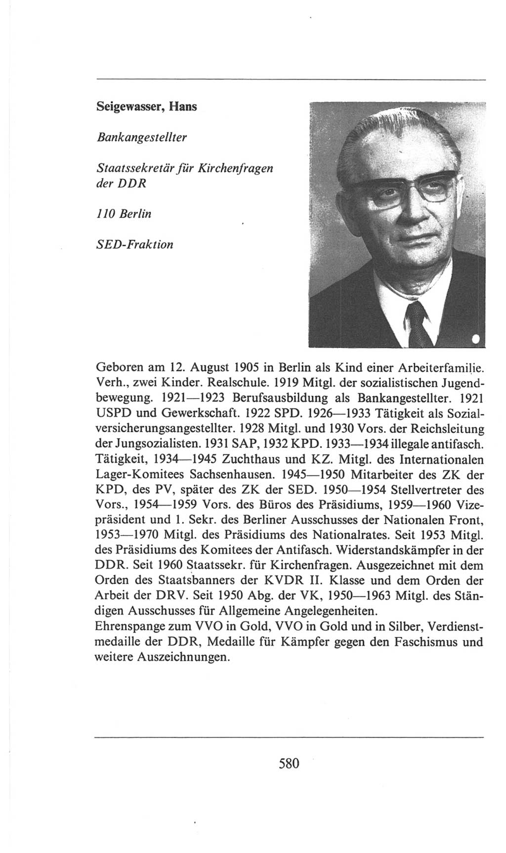 Volkskammer (VK) der Deutschen Demokratischen Republik (DDR), 6. Wahlperiode 1971-1976, Seite 580 (VK. DDR 6. WP. 1971-1976, S. 580)