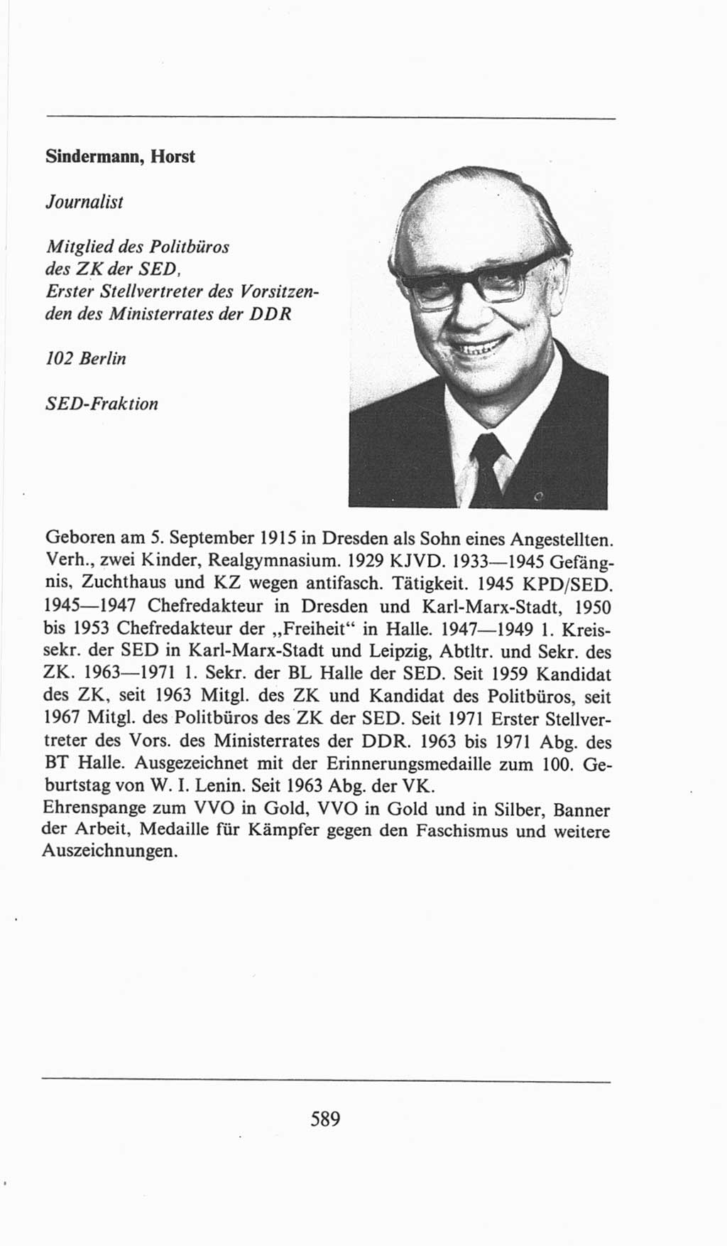 Volkskammer (VK) der Deutschen Demokratischen Republik (DDR), 6. Wahlperiode 1971-1976, Seite 589 (VK. DDR 6. WP. 1971-1976, S. 589)