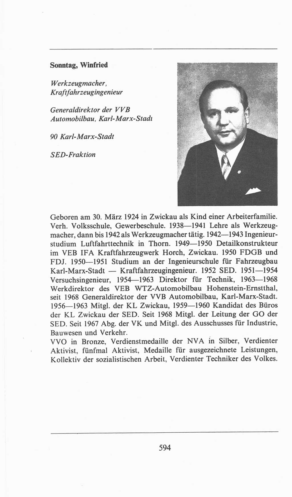 Volkskammer (VK) der Deutschen Demokratischen Republik (DDR), 6. Wahlperiode 1971-1976, Seite 594 (VK. DDR 6. WP. 1971-1976, S. 594)