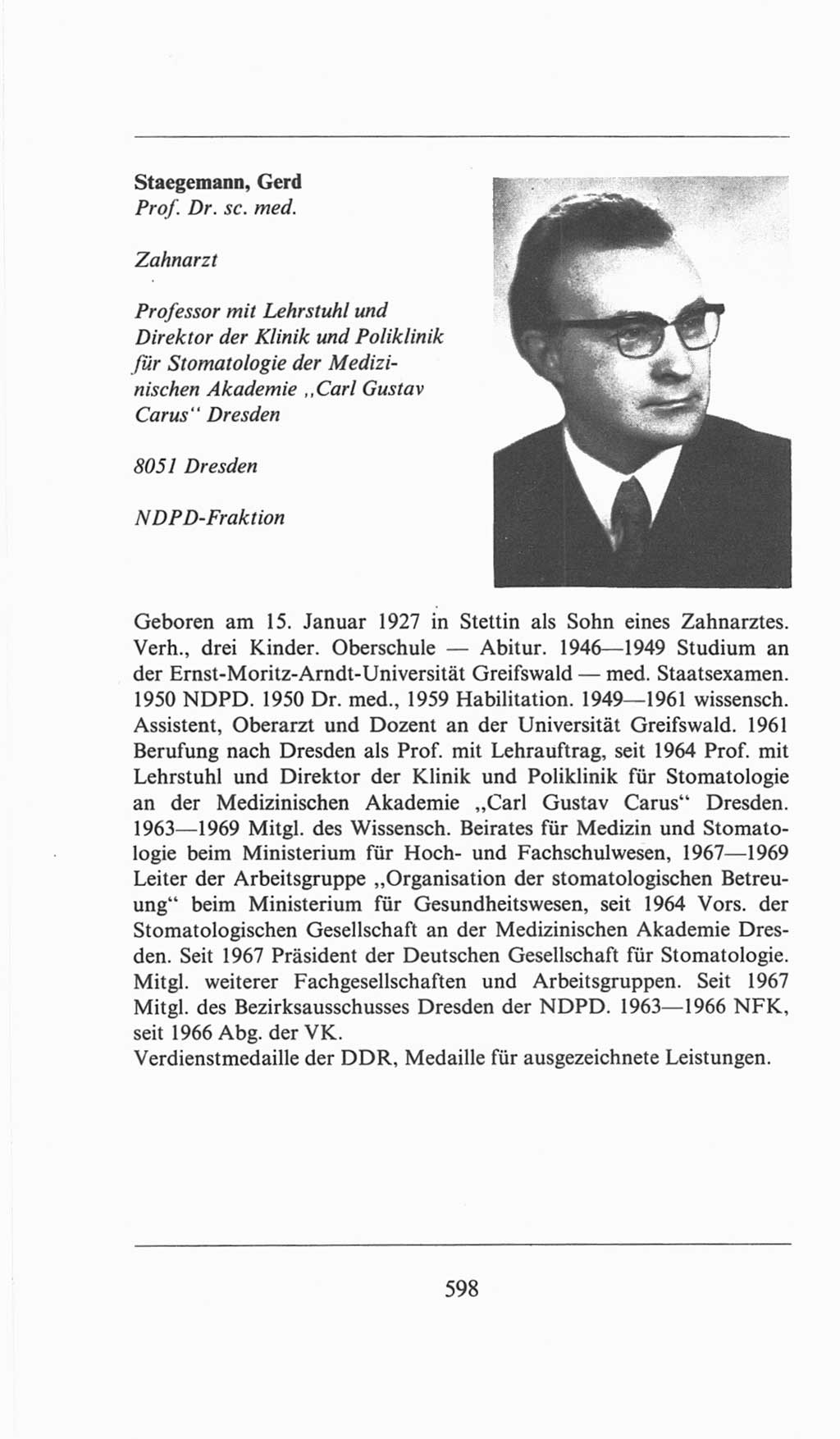 Volkskammer (VK) der Deutschen Demokratischen Republik (DDR), 6. Wahlperiode 1971-1976, Seite 598 (VK. DDR 6. WP. 1971-1976, S. 598)
