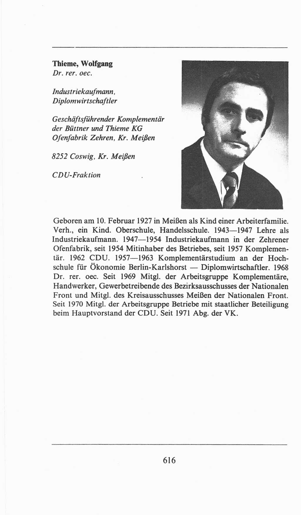Volkskammer (VK) der Deutschen Demokratischen Republik (DDR), 6. Wahlperiode 1971-1976, Seite 616 (VK. DDR 6. WP. 1971-1976, S. 616)