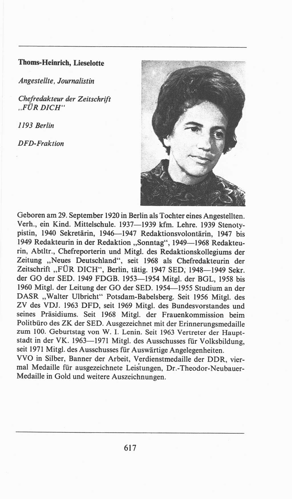 Volkskammer (VK) der Deutschen Demokratischen Republik (DDR), 6. Wahlperiode 1971-1976, Seite 617 (VK. DDR 6. WP. 1971-1976, S. 617)