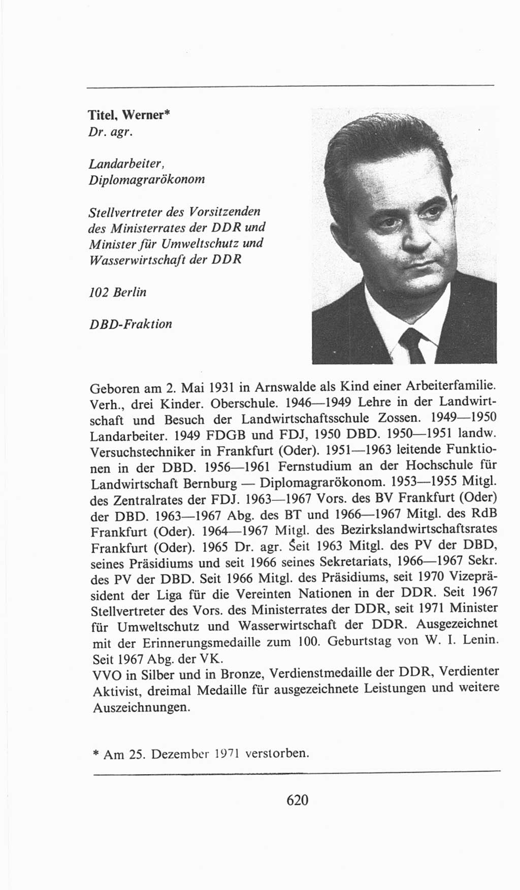 Volkskammer (VK) der Deutschen Demokratischen Republik (DDR), 6. Wahlperiode 1971-1976, Seite 620 (VK. DDR 6. WP. 1971-1976, S. 620)