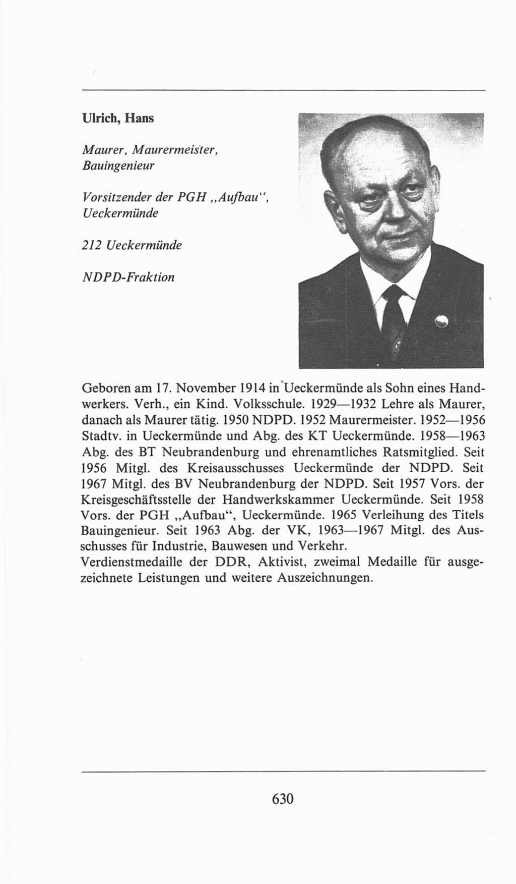 Volkskammer (VK) der Deutschen Demokratischen Republik (DDR), 6. Wahlperiode 1971-1976, Seite 630 (VK. DDR 6. WP. 1971-1976, S. 630)