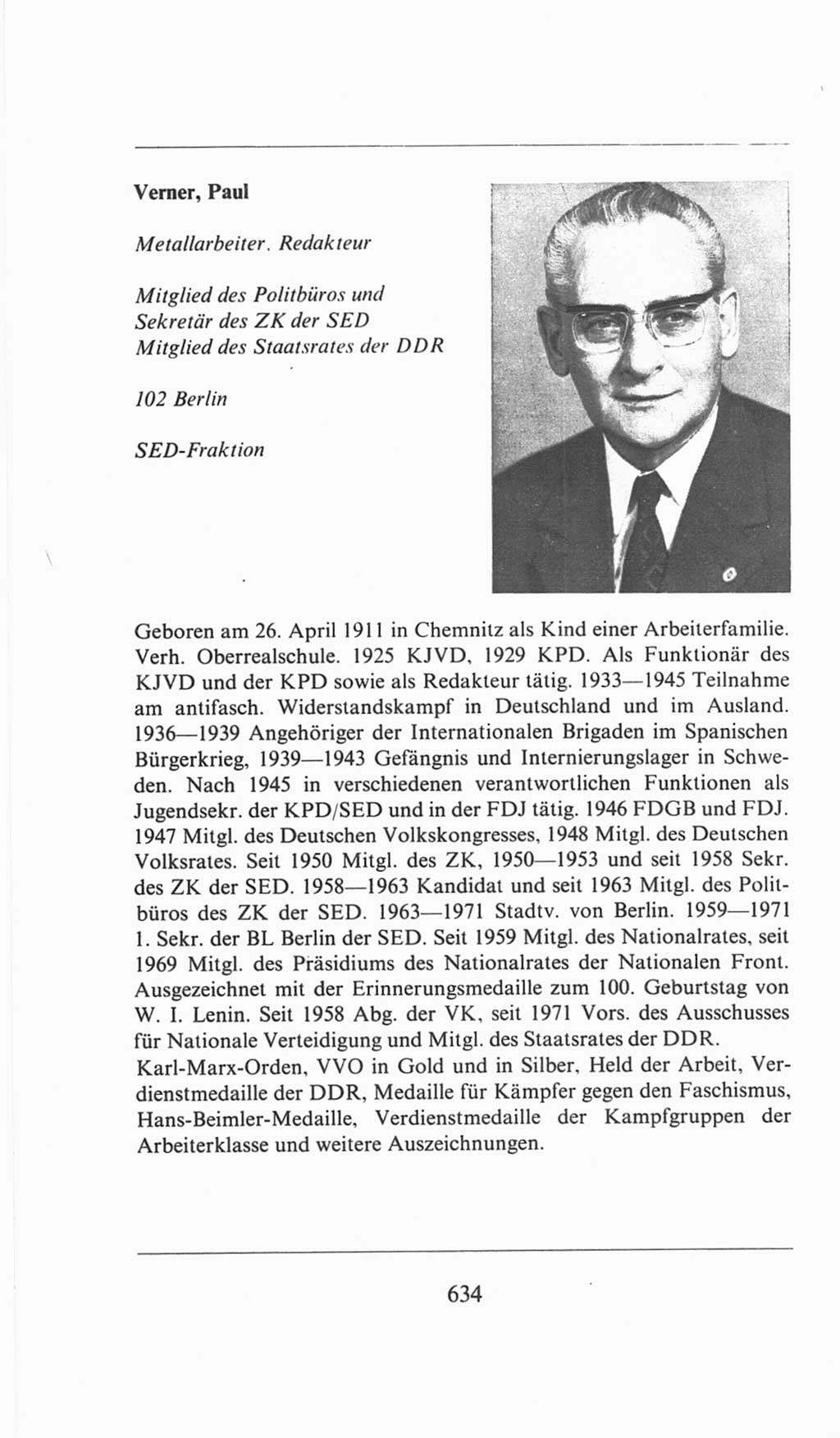 Volkskammer (VK) der Deutschen Demokratischen Republik (DDR), 6. Wahlperiode 1971-1976, Seite 634 (VK. DDR 6. WP. 1971-1976, S. 634)