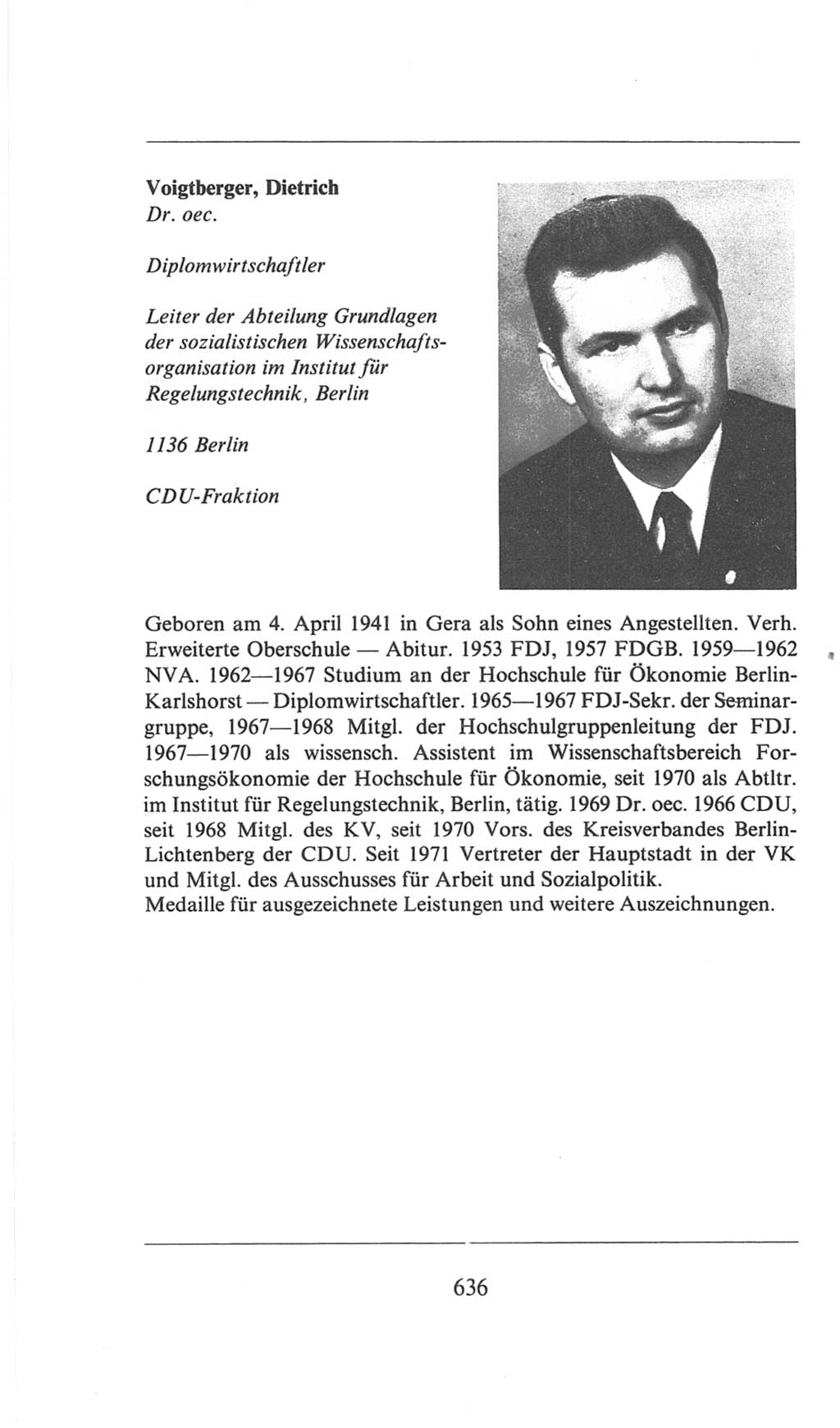Volkskammer (VK) der Deutschen Demokratischen Republik (DDR), 6. Wahlperiode 1971-1976, Seite 636 (VK. DDR 6. WP. 1971-1976, S. 636)