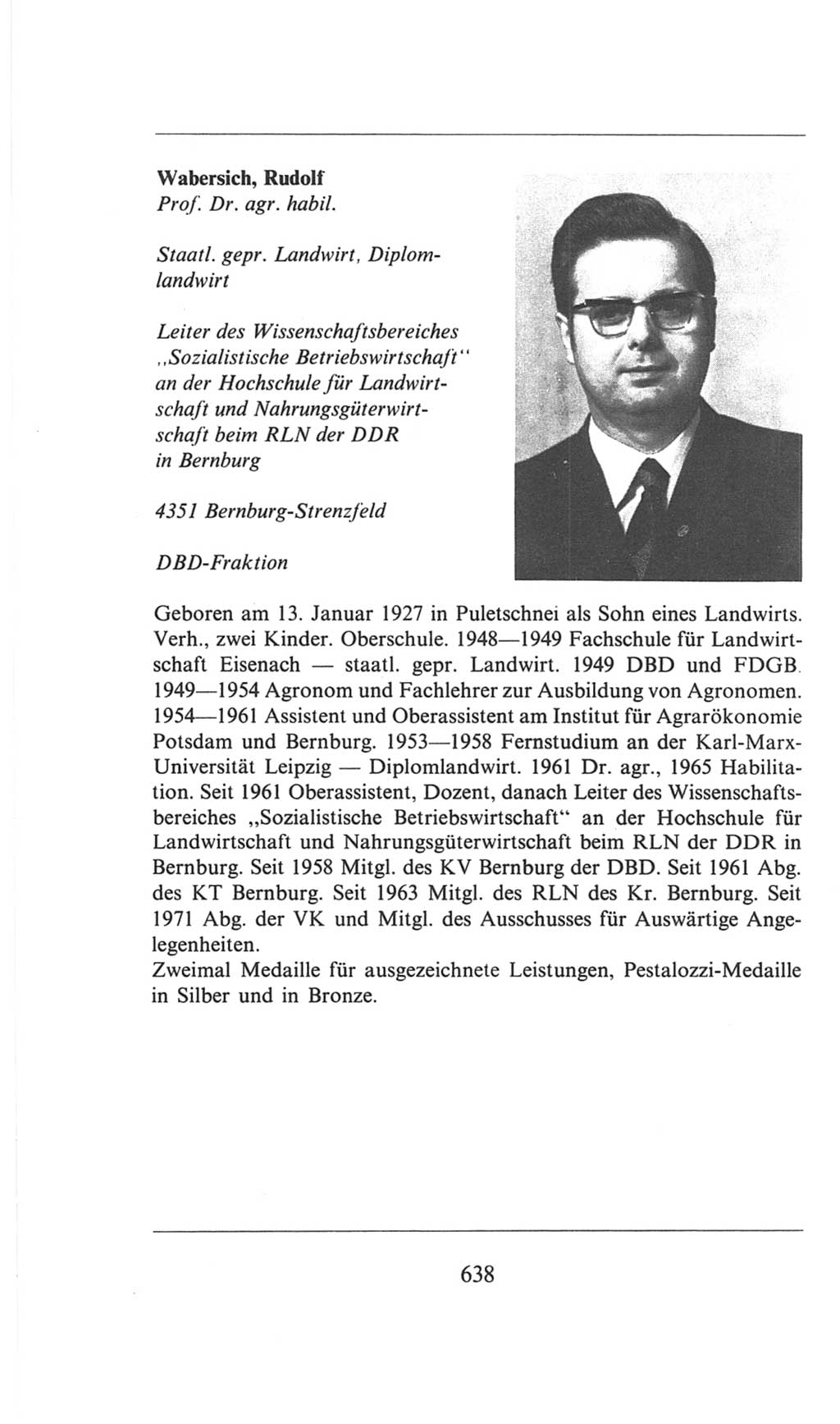 Volkskammer (VK) der Deutschen Demokratischen Republik (DDR), 6. Wahlperiode 1971-1976, Seite 638 (VK. DDR 6. WP. 1971-1976, S. 638)
