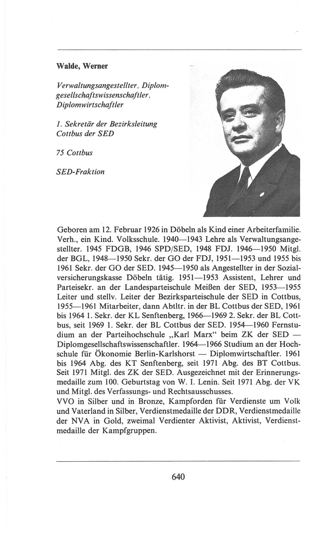 Volkskammer (VK) der Deutschen Demokratischen Republik (DDR), 6. Wahlperiode 1971-1976, Seite 640 (VK. DDR 6. WP. 1971-1976, S. 640)
