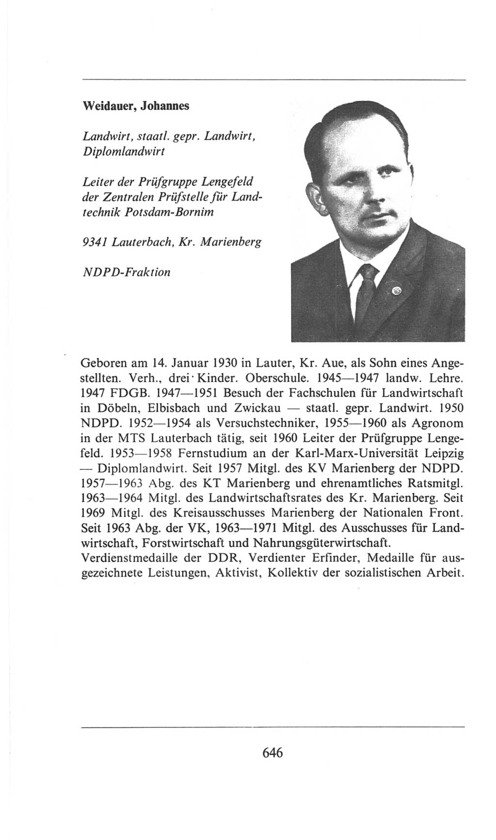 Volkskammer (VK) der Deutschen Demokratischen Republik (DDR), 6. Wahlperiode 1971-1976, Seite 646 (VK. DDR 6. WP. 1971-1976, S. 646)