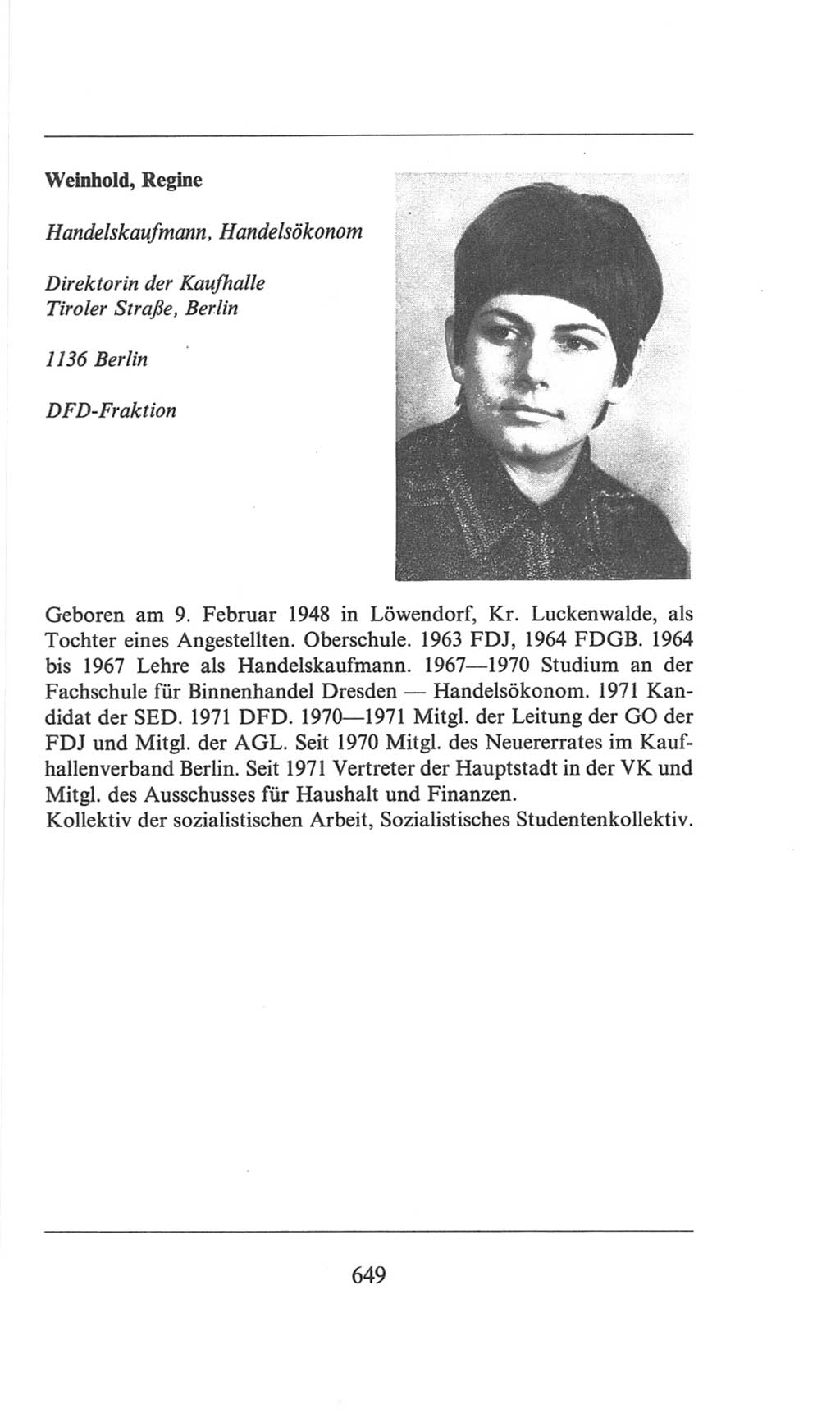 Volkskammer (VK) der Deutschen Demokratischen Republik (DDR), 6. Wahlperiode 1971-1976, Seite 649 (VK. DDR 6. WP. 1971-1976, S. 649)