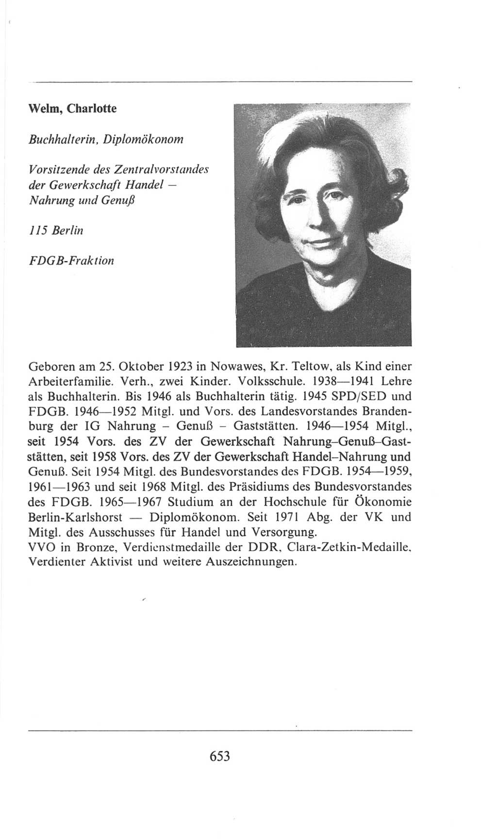 Volkskammer (VK) der Deutschen Demokratischen Republik (DDR), 6. Wahlperiode 1971-1976, Seite 653 (VK. DDR 6. WP. 1971-1976, S. 653)