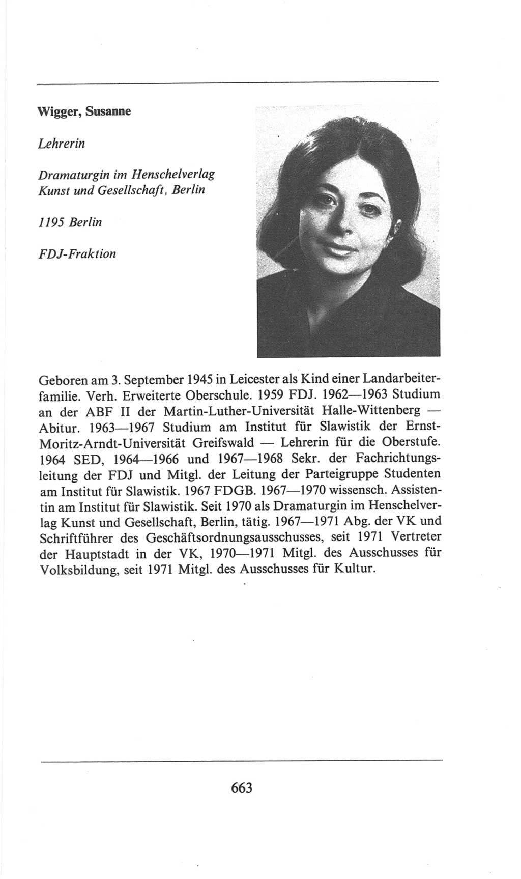 Volkskammer (VK) der Deutschen Demokratischen Republik (DDR), 6. Wahlperiode 1971-1976, Seite 663 (VK. DDR 6. WP. 1971-1976, S. 663)