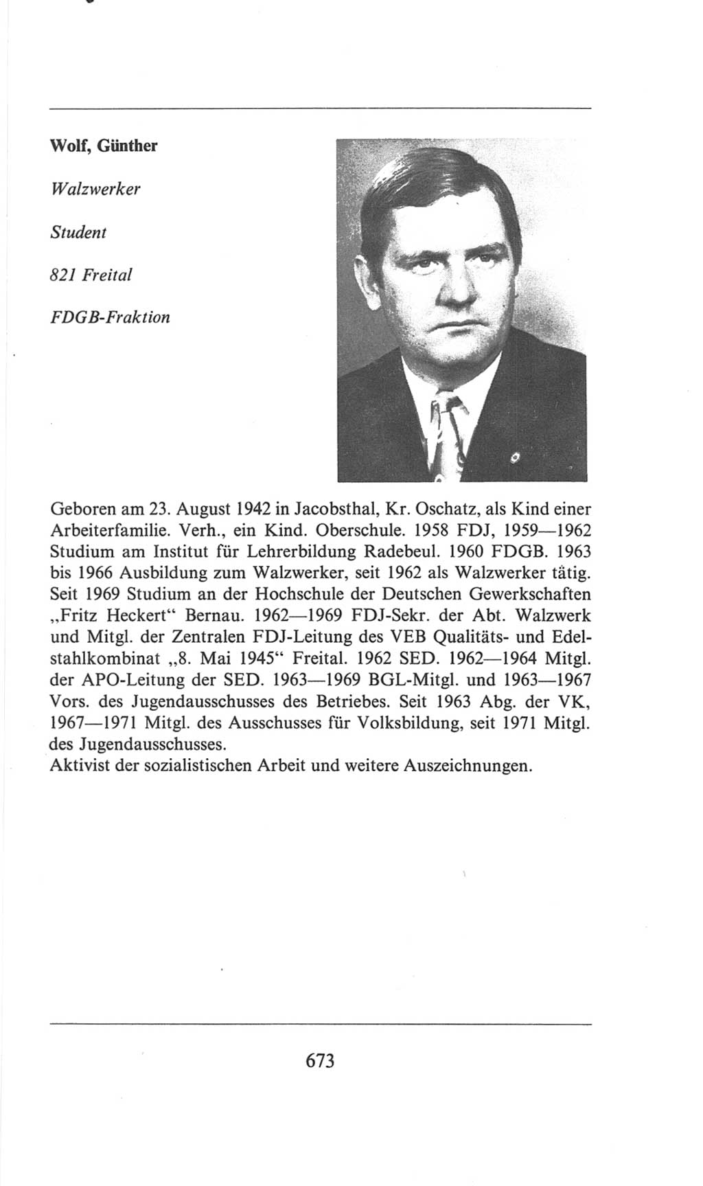 Volkskammer (VK) der Deutschen Demokratischen Republik (DDR), 6. Wahlperiode 1971-1976, Seite 673 (VK. DDR 6. WP. 1971-1976, S. 673)