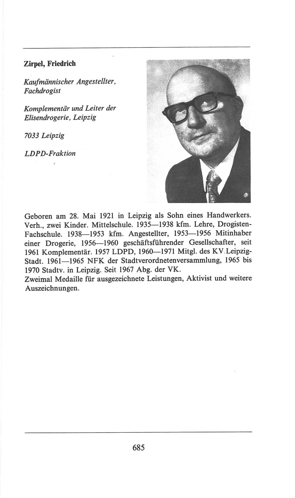 Volkskammer (VK) der Deutschen Demokratischen Republik (DDR), 6. Wahlperiode 1971-1976, Seite 685 (VK. DDR 6. WP. 1971-1976, S. 685)