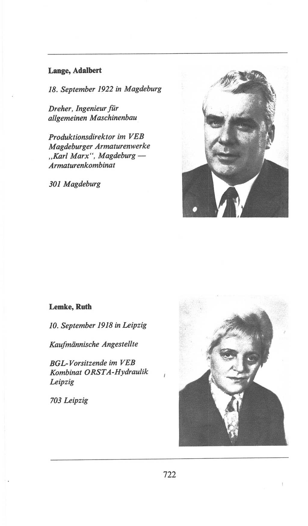 Volkskammer (VK) der Deutschen Demokratischen Republik (DDR), 6. Wahlperiode 1971-1976, Seite 722 (VK. DDR 6. WP. 1971-1976, S. 722)