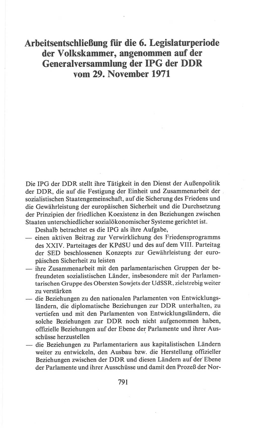 Volkskammer (VK) der Deutschen Demokratischen Republik (DDR), 6. Wahlperiode 1971-1976, Seite 791 (VK. DDR 6. WP. 1971-1976, S. 791)