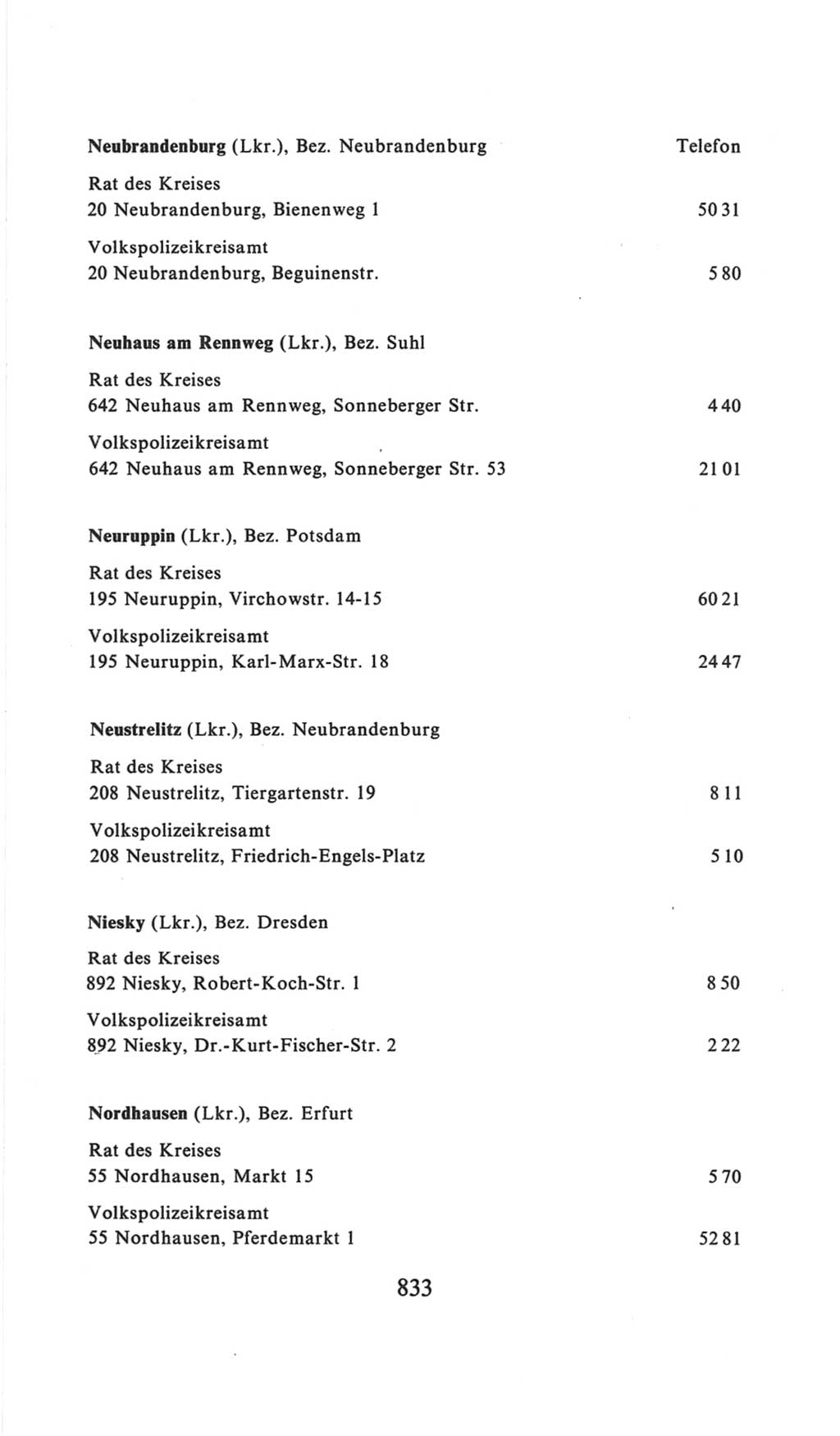 Volkskammer (VK) der Deutschen Demokratischen Republik (DDR), 6. Wahlperiode 1971-1976, Seite 833 (VK. DDR 6. WP. 1971-1976, S. 833)