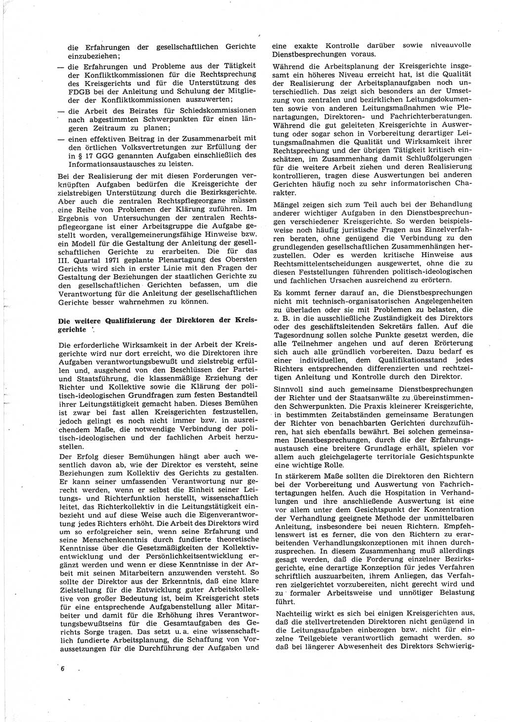 Neue Justiz (NJ), Zeitschrift für Recht und Rechtswissenschaft [Deutsche Demokratische Republik (DDR)], 25. Jahrgang 1971, Seite 6 (NJ DDR 1971, S. 6)