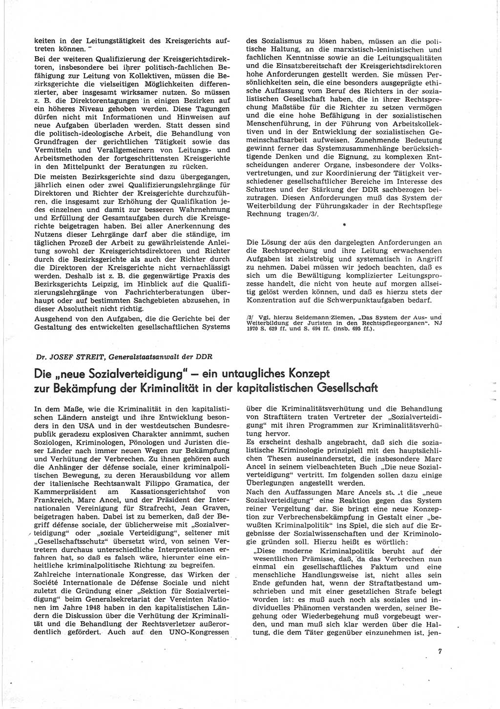 Neue Justiz (NJ), Zeitschrift für Recht und Rechtswissenschaft [Deutsche Demokratische Republik (DDR)], 25. Jahrgang 1971, Seite 7 (NJ DDR 1971, S. 7)