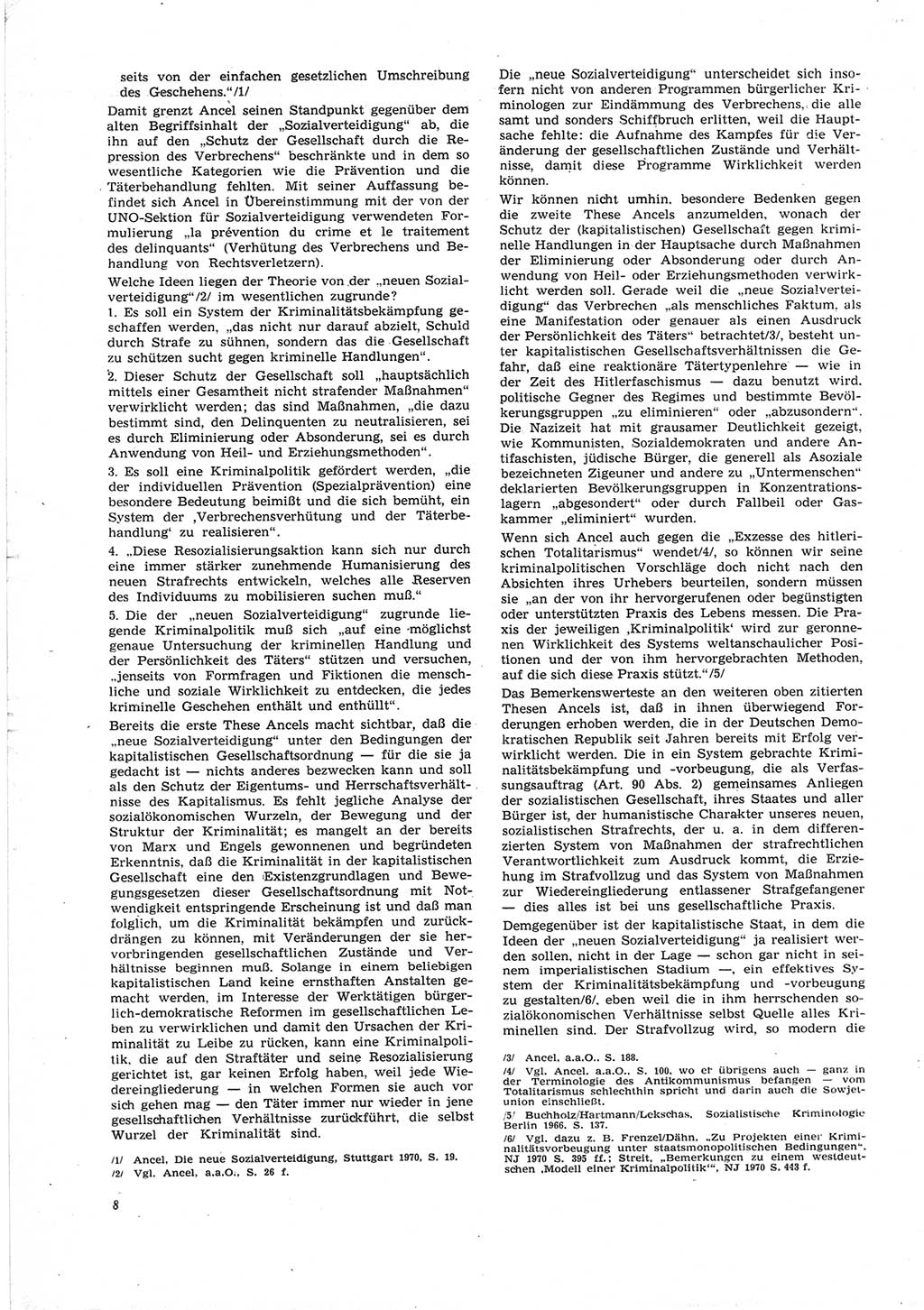 Neue Justiz (NJ), Zeitschrift für Recht und Rechtswissenschaft [Deutsche Demokratische Republik (DDR)], 25. Jahrgang 1971, Seite 8 (NJ DDR 1971, S. 8)