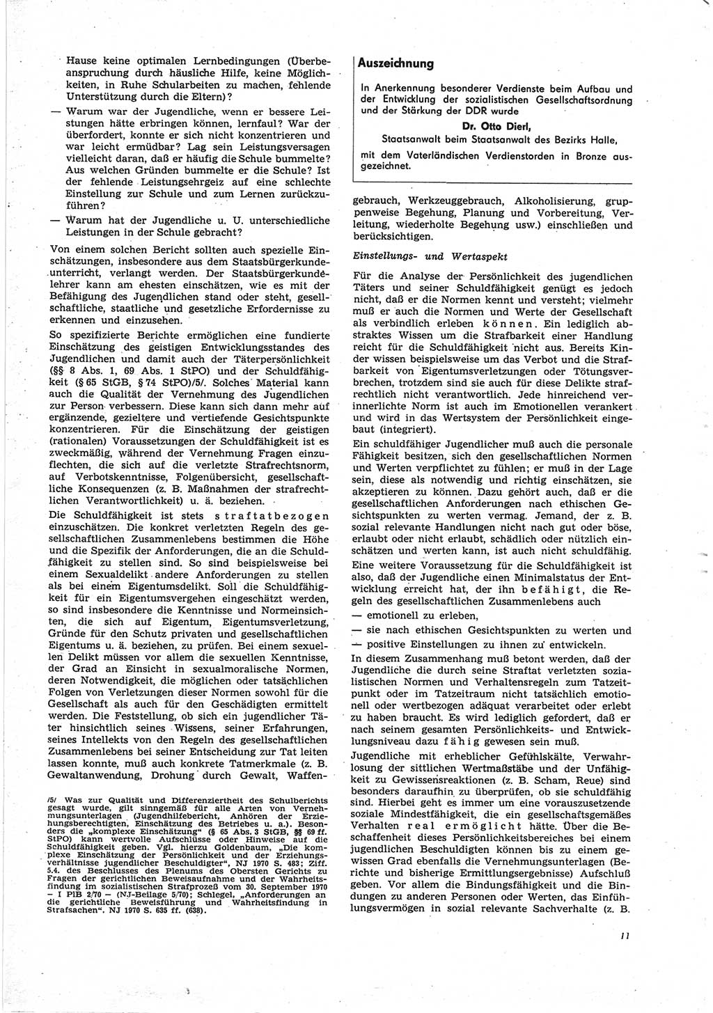 Neue Justiz (NJ), Zeitschrift für Recht und Rechtswissenschaft [Deutsche Demokratische Republik (DDR)], 25. Jahrgang 1971, Seite 11 (NJ DDR 1971, S. 11)