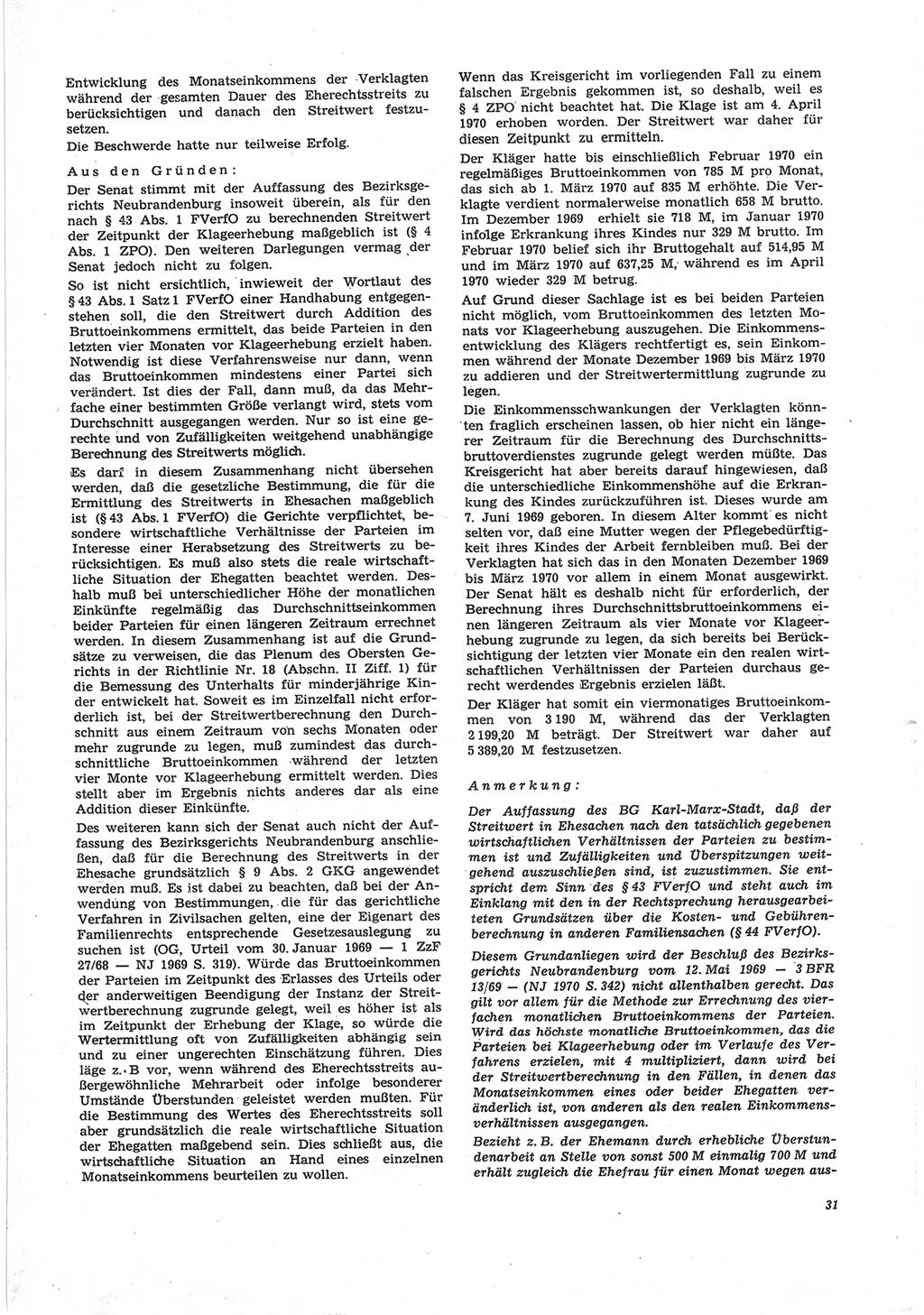 Neue Justiz (NJ), Zeitschrift für Recht und Rechtswissenschaft [Deutsche Demokratische Republik (DDR)], 25. Jahrgang 1971, Seite 31 (NJ DDR 1971, S. 31)