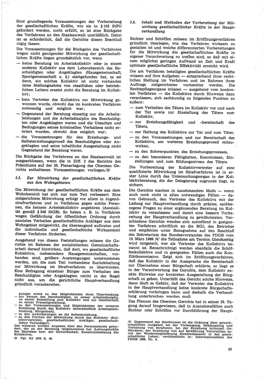 Neue Justiz (NJ), Zeitschrift für Recht und Rechtswissenschaft [Deutsche Demokratische Republik (DDR)], 25. Jahrgang 1971, Seite 35 (NJ DDR 1971, S. 35)