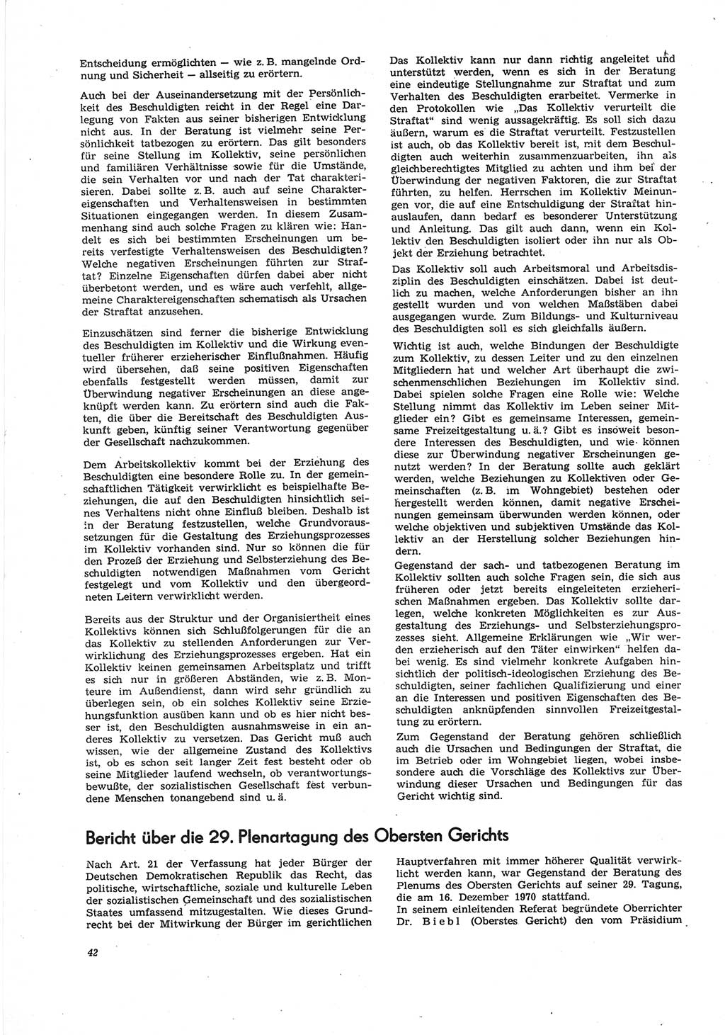 Neue Justiz (NJ), Zeitschrift für Recht und Rechtswissenschaft [Deutsche Demokratische Republik (DDR)], 25. Jahrgang 1971, Seite 42 (NJ DDR 1971, S. 42)