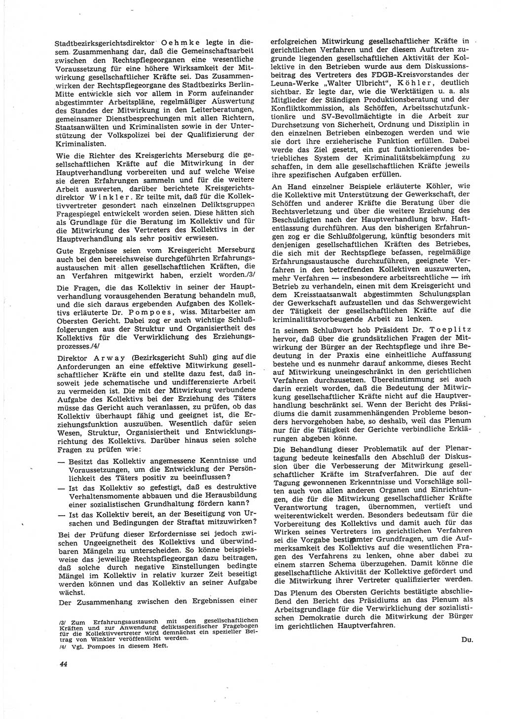 Neue Justiz (NJ), Zeitschrift für Recht und Rechtswissenschaft [Deutsche Demokratische Republik (DDR)], 25. Jahrgang 1971, Seite 44 (NJ DDR 1971, S. 44)