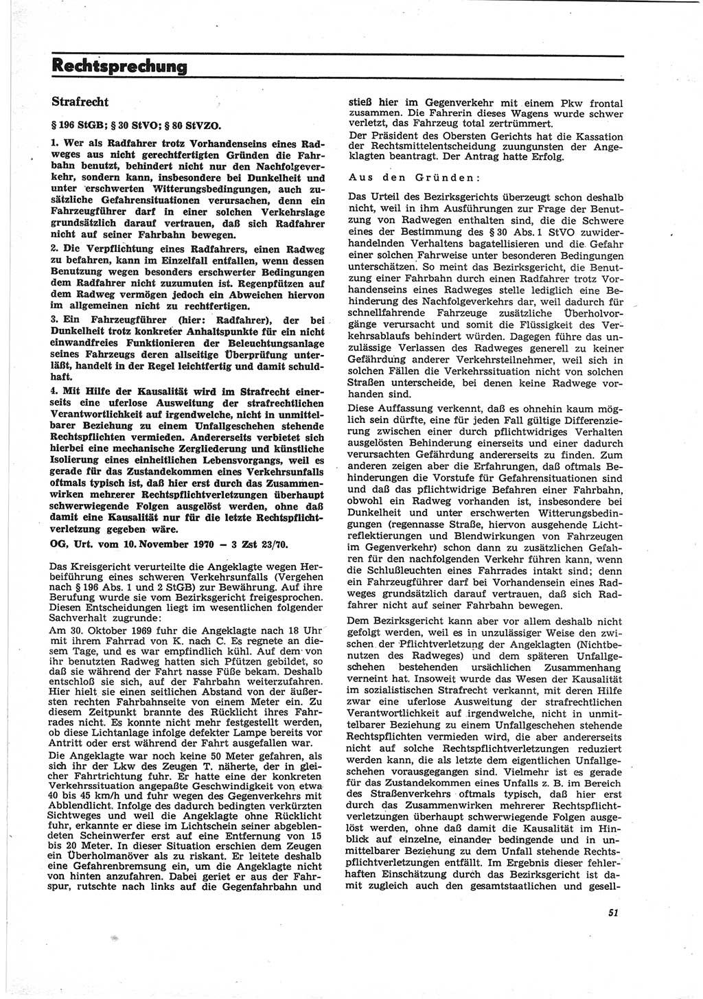 Neue Justiz (NJ), Zeitschrift für Recht und Rechtswissenschaft [Deutsche Demokratische Republik (DDR)], 25. Jahrgang 1971, Seite 51 (NJ DDR 1971, S. 51)