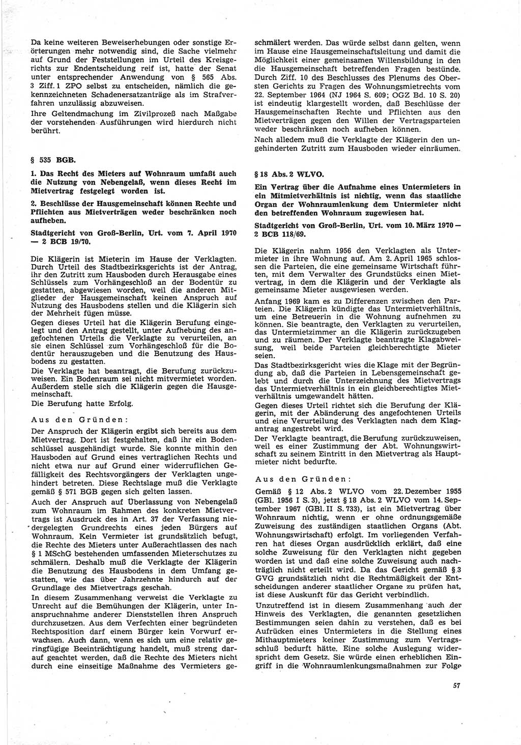 Neue Justiz (NJ), Zeitschrift für Recht und Rechtswissenschaft [Deutsche Demokratische Republik (DDR)], 25. Jahrgang 1971, Seite 57 (NJ DDR 1971, S. 57)