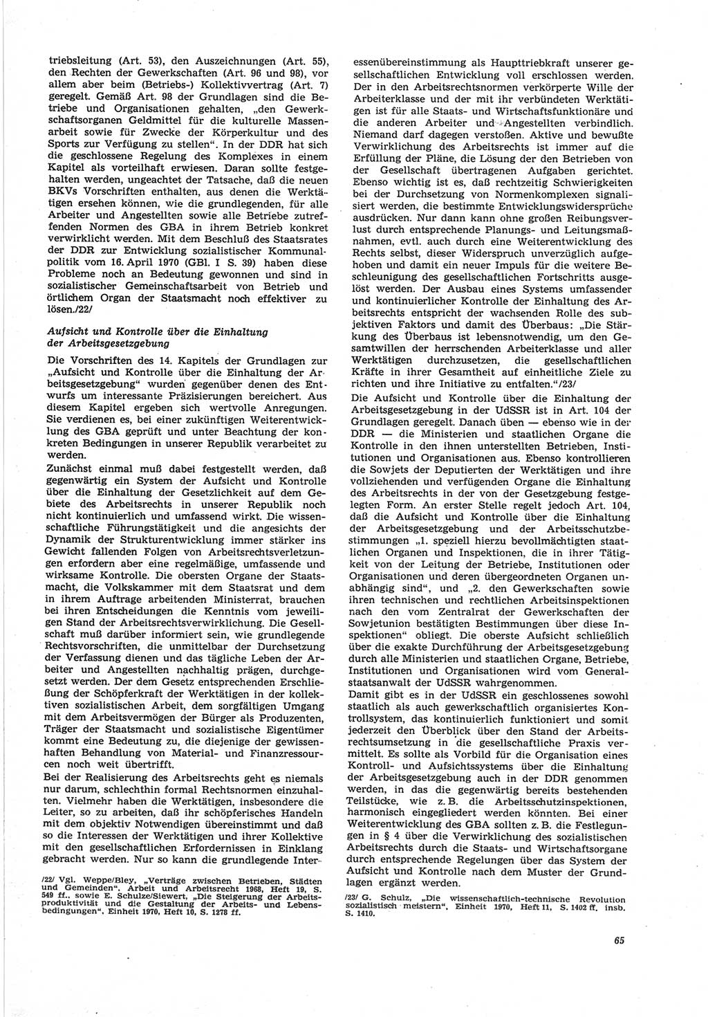 Neue Justiz (NJ), Zeitschrift für Recht und Rechtswissenschaft [Deutsche Demokratische Republik (DDR)], 25. Jahrgang 1971, Seite 65 (NJ DDR 1971, S. 65)
