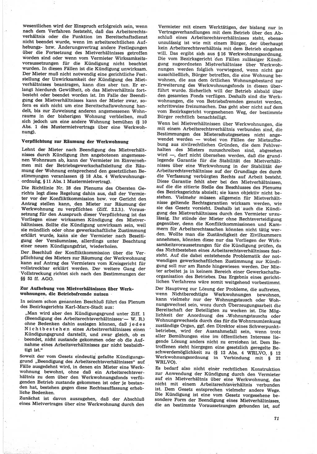Neue Justiz (NJ), Zeitschrift für Recht und Rechtswissenschaft [Deutsche Demokratische Republik (DDR)], 25. Jahrgang 1971, Seite 71 (NJ DDR 1971, S. 71)