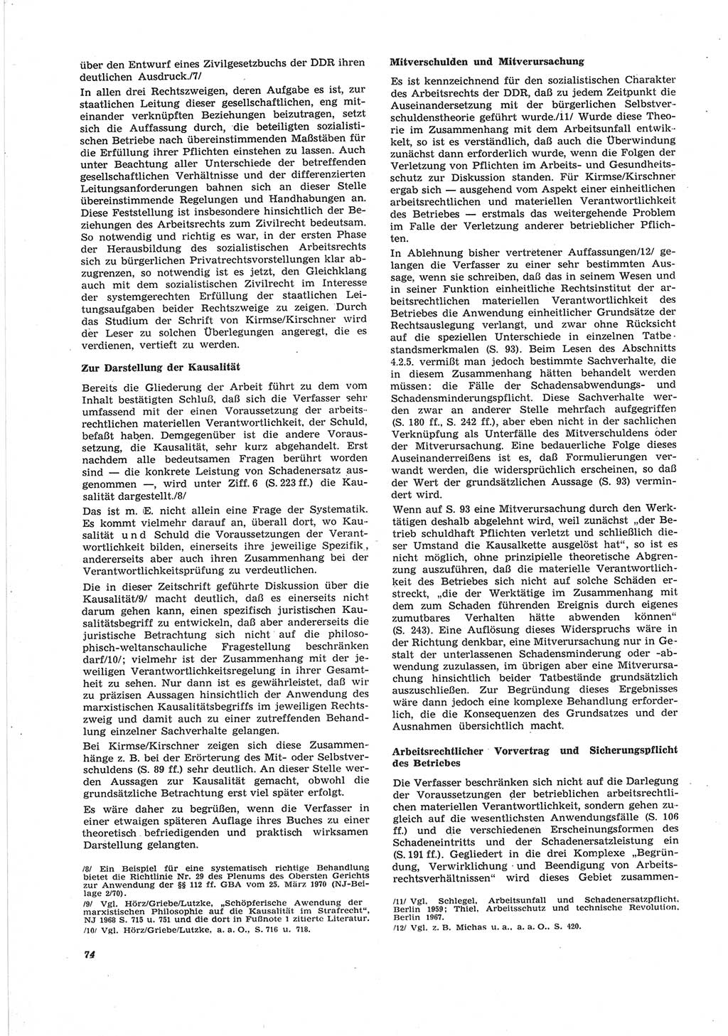 Neue Justiz (NJ), Zeitschrift für Recht und Rechtswissenschaft [Deutsche Demokratische Republik (DDR)], 25. Jahrgang 1971, Seite 74 (NJ DDR 1971, S. 74)
