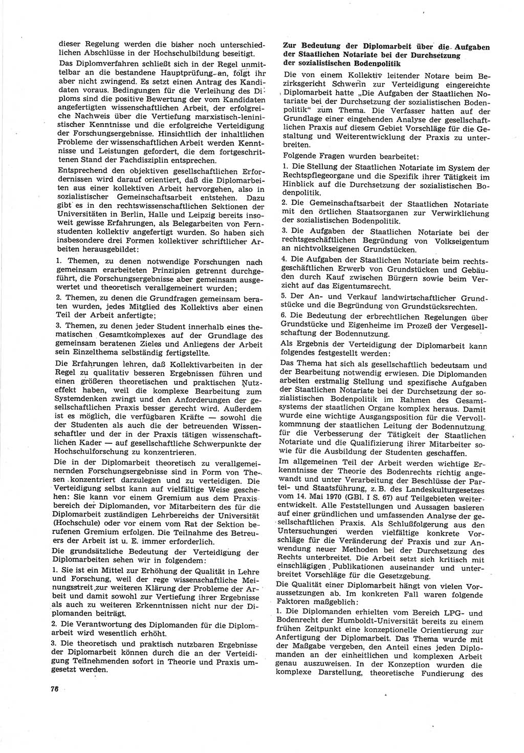 Neue Justiz (NJ), Zeitschrift für Recht und Rechtswissenschaft [Deutsche Demokratische Republik (DDR)], 25. Jahrgang 1971, Seite 76 (NJ DDR 1971, S. 76)