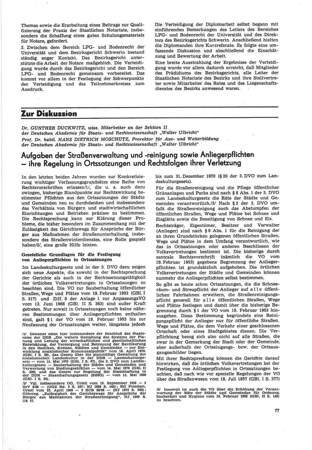 Neue Justiz (NJ), Zeitschrift für Recht und Rechtswissenschaft [Deutsche Demokratische Republik (DDR)], 25. Jahrgang 1971, Seite 77 (NJ DDR 1971, S. 77)