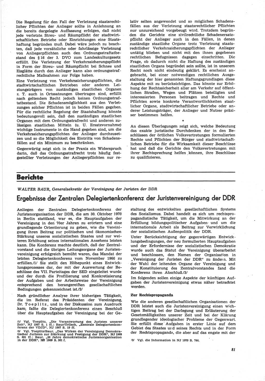 Neue Justiz (NJ), Zeitschrift für Recht und Rechtswissenschaft [Deutsche Demokratische Republik (DDR)], 25. Jahrgang 1971, Seite 81 (NJ DDR 1971, S. 81)