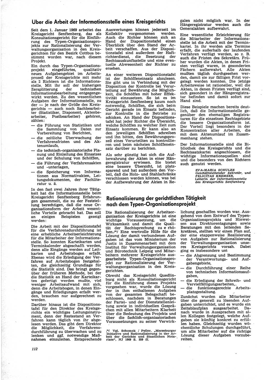 Neue Justiz (NJ), Zeitschrift für Recht und Rechtswissenschaft [Deutsche Demokratische Republik (DDR)], 25. Jahrgang 1971, Seite 112 (NJ DDR 1971, S. 112)