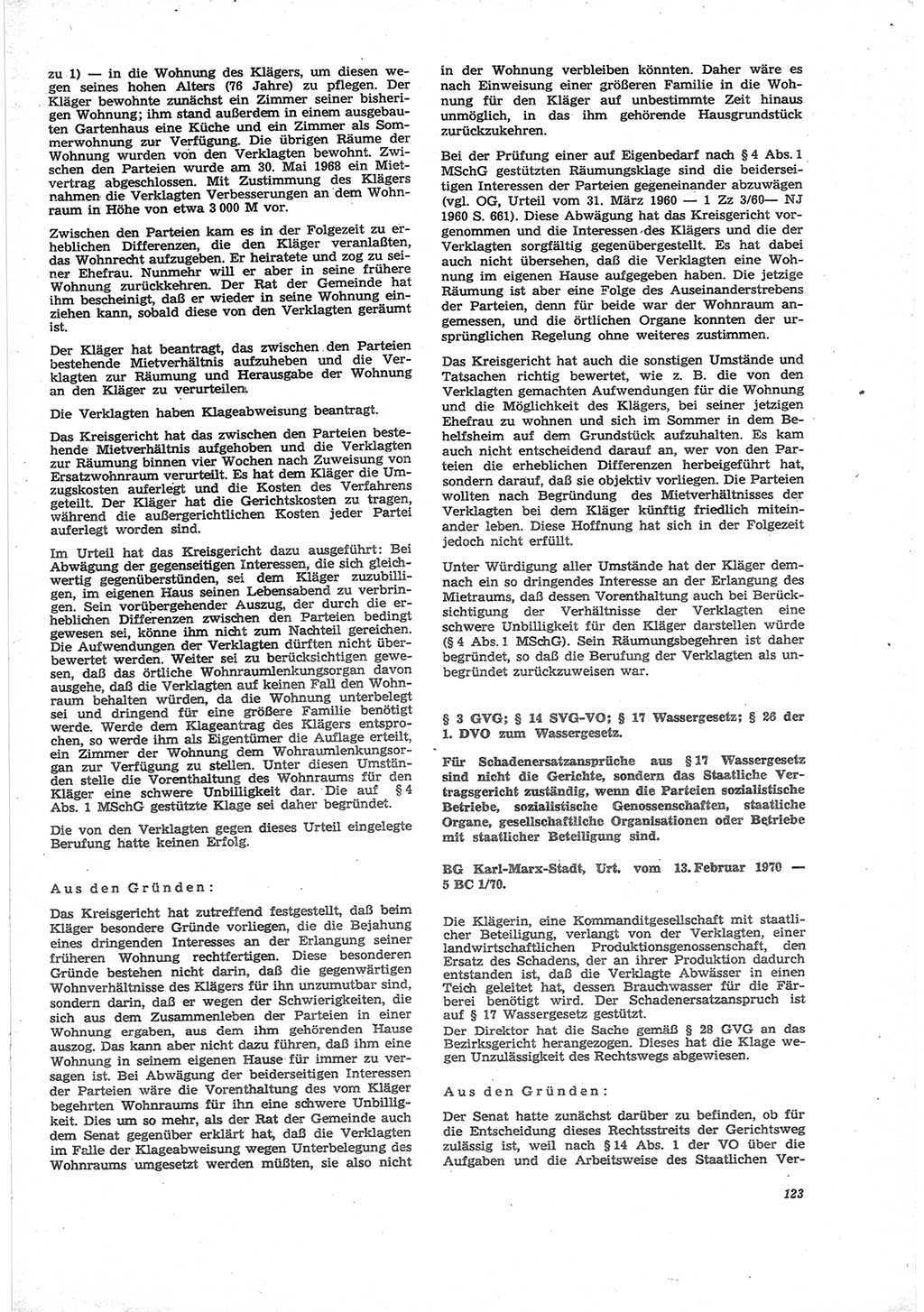 Neue Justiz (NJ), Zeitschrift für Recht und Rechtswissenschaft [Deutsche Demokratische Republik (DDR)], 25. Jahrgang 1971, Seite 123 (NJ DDR 1971, S. 123)