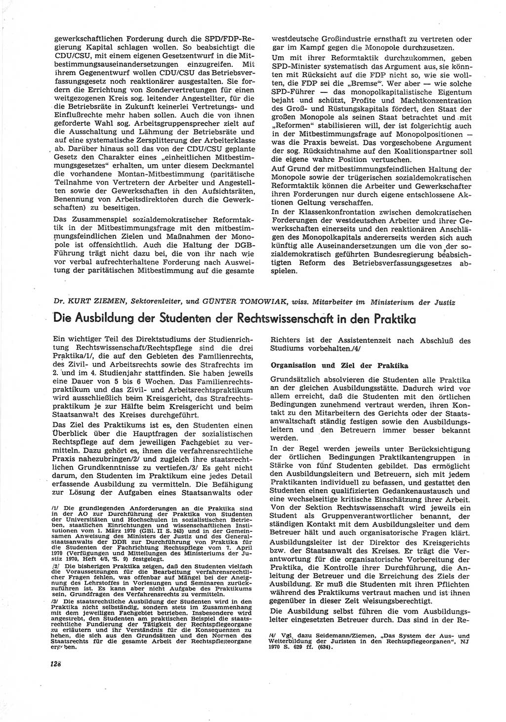 Neue Justiz (NJ), Zeitschrift für Recht und Rechtswissenschaft [Deutsche Demokratische Republik (DDR)], 25. Jahrgang 1971, Seite 128 (NJ DDR 1971, S. 128)