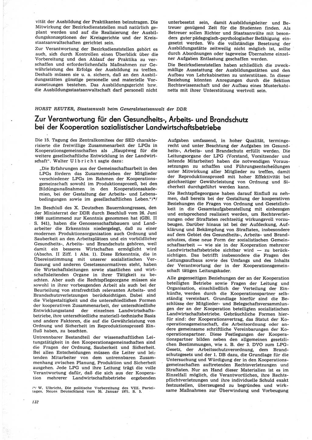 Neue Justiz (NJ), Zeitschrift für Recht und Rechtswissenschaft [Deutsche Demokratische Republik (DDR)], 25. Jahrgang 1971, Seite 132 (NJ DDR 1971, S. 132)