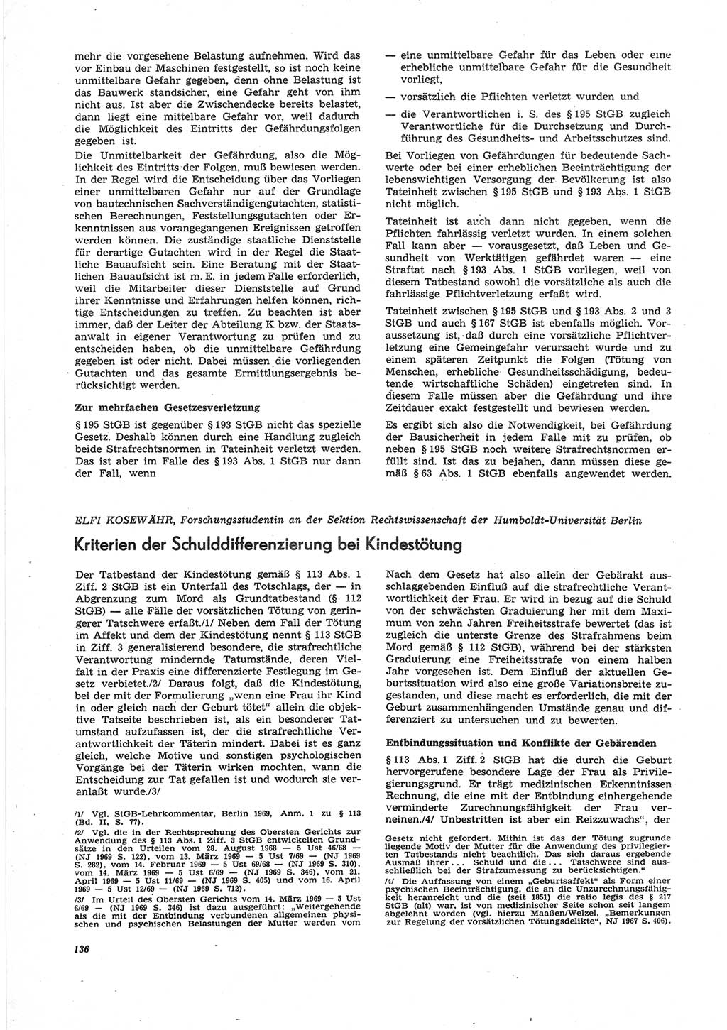 Neue Justiz (NJ), Zeitschrift für Recht und Rechtswissenschaft [Deutsche Demokratische Republik (DDR)], 25. Jahrgang 1971, Seite 136 (NJ DDR 1971, S. 136)